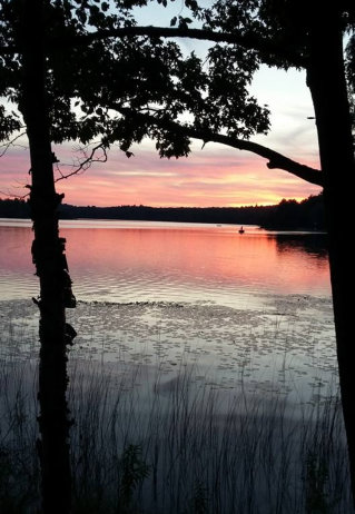 sunset on town corner lake
