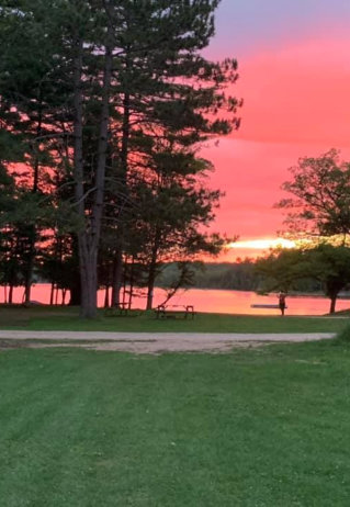 beautiful sunset at tranquil-lake campground